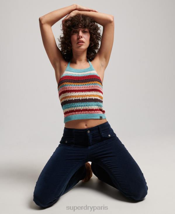 Superdry femmes haut licou au crochet D64Z3021 vêtements vert