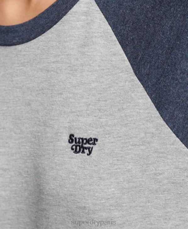 Superdry femmes haut raglan vintage à rayures cali D64Z3072 vêtements gris clair
