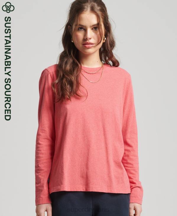 Superdry femmes top brodé logo vintage en coton bio D64Z6632 vêtements corail