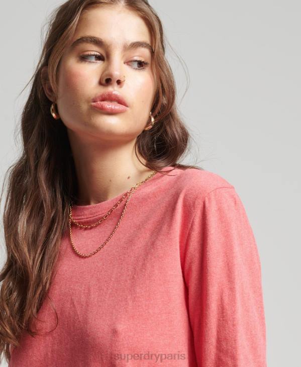 Superdry femmes top brodé logo vintage en coton bio D64Z6632 vêtements corail