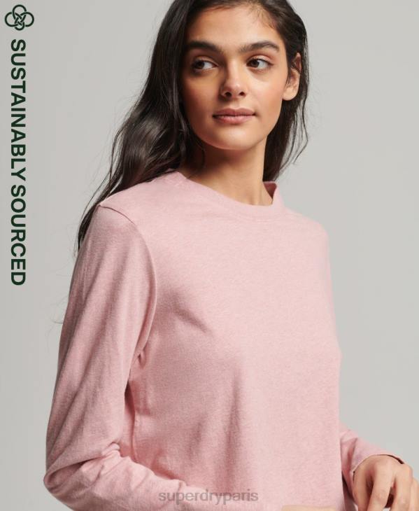 Superdry femmes top brodé logo vintage en coton bio D64Z6671 vêtements rose