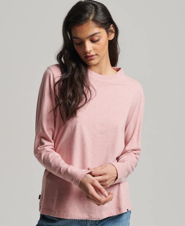 Superdry femmes top brodé logo vintage en coton bio D64Z6671 vêtements rose