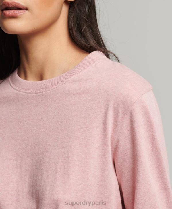 Superdry femmes top brodé logo vintage en coton bio D64Z6671 vêtements rose