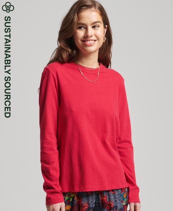 Superdry femmes top brodé logo vintage en coton bio D64Z6694 vêtements rouge