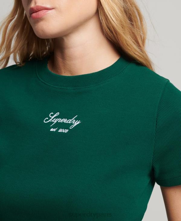 Superdry femmes top court à logo héritage D64Z3005 vêtements vert