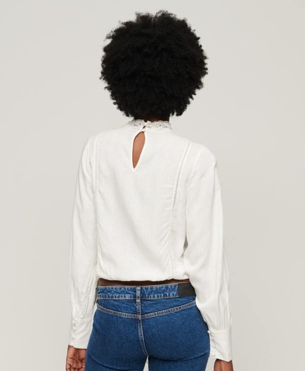 Superdry femmes top studios en dentelle mélangée D64Z2959 vêtements blanc