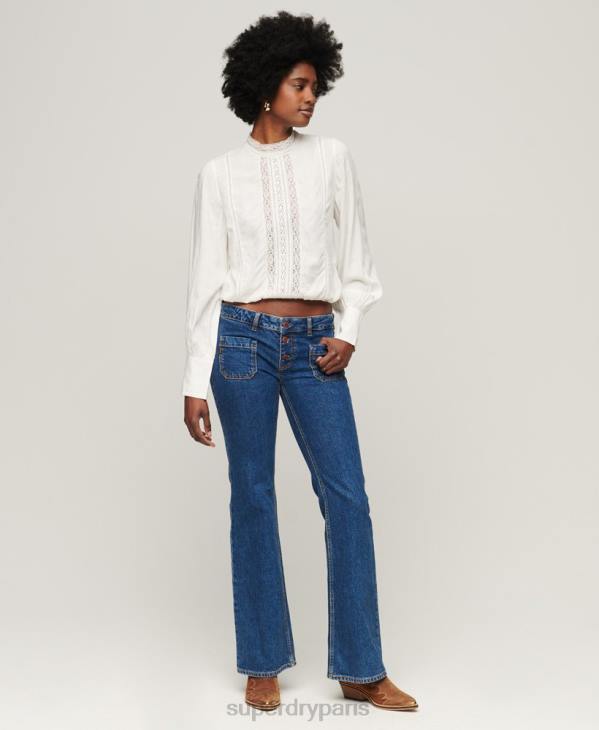 Superdry femmes top studios en dentelle mélangée D64Z2959 vêtements blanc