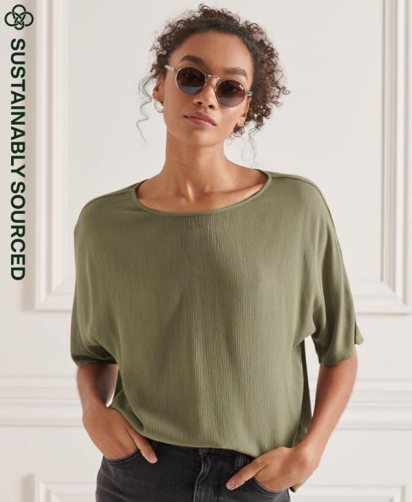 Superdry femmes top tissé studios D64Z3068 vêtements vert
