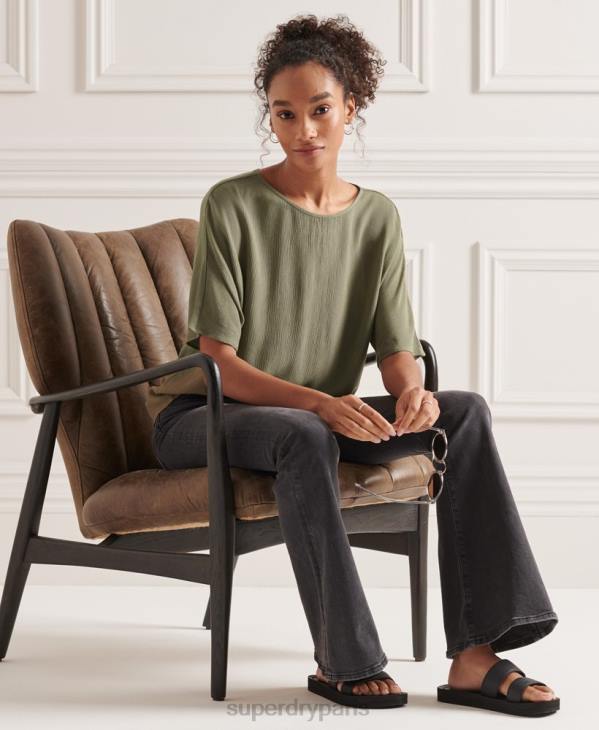 Superdry femmes top tissé studios D64Z3068 vêtements vert