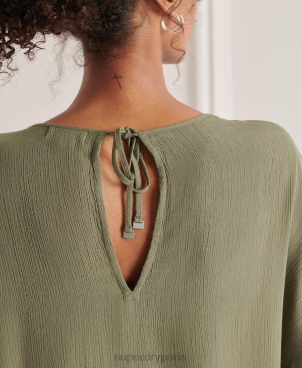 Superdry femmes top tissé studios D64Z3068 vêtements vert