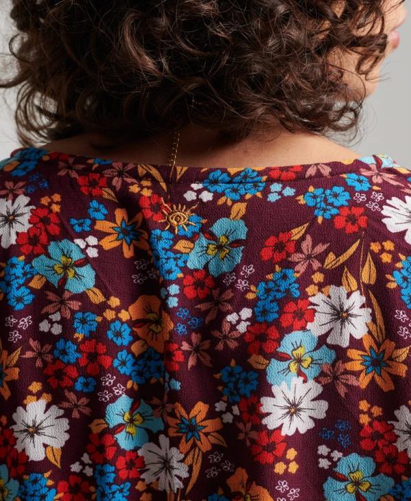 Superdry femmes top vintage noué sur le devant D64Z2956 vêtements brun