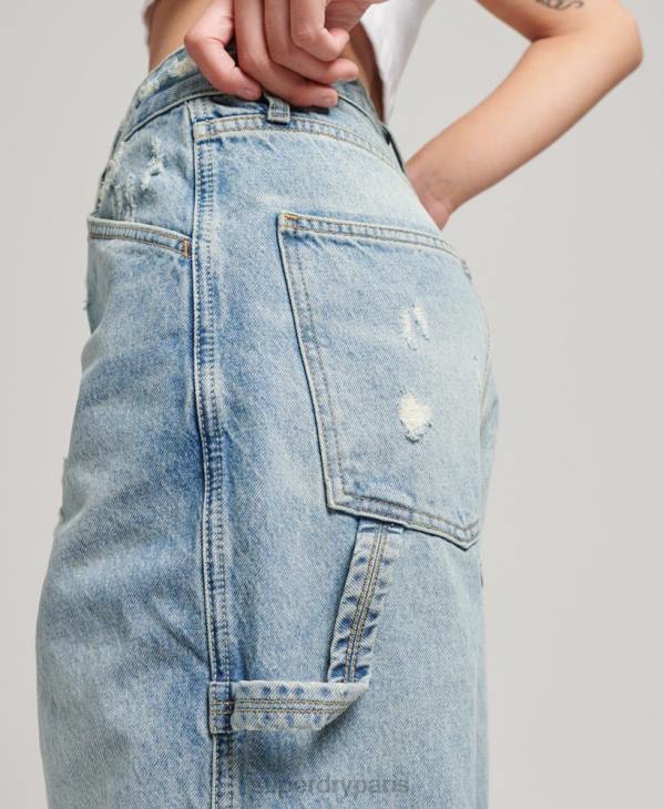 Superdry femmes jean charpentier vintage en coton bio D64Z3866 vêtements bleu clair