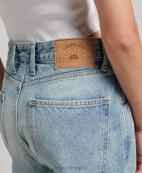 Superdry femmes jean charpentier vintage en coton bio D64Z3866 vêtements bleu clair