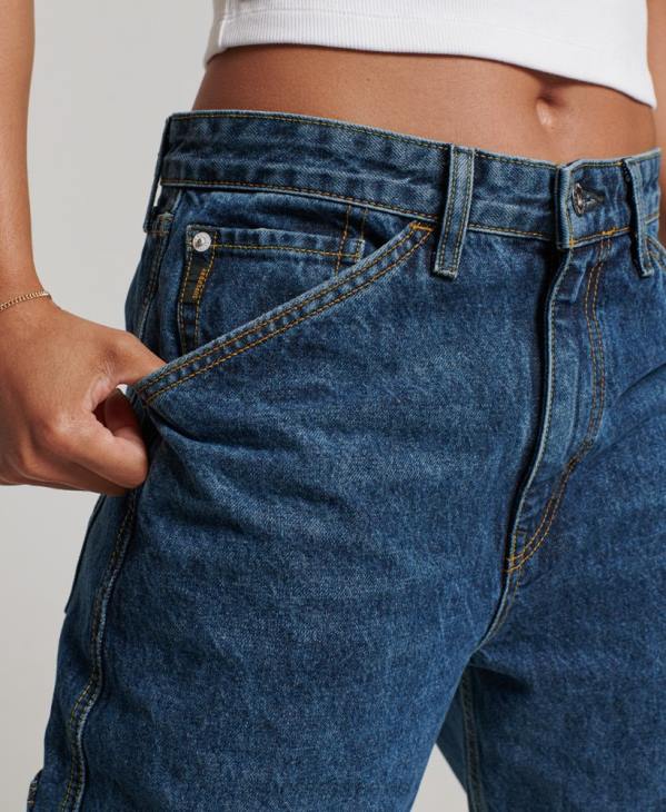 Superdry femmes jean charpentier vintage en coton bio D64Z3868 vêtements bleu foncé