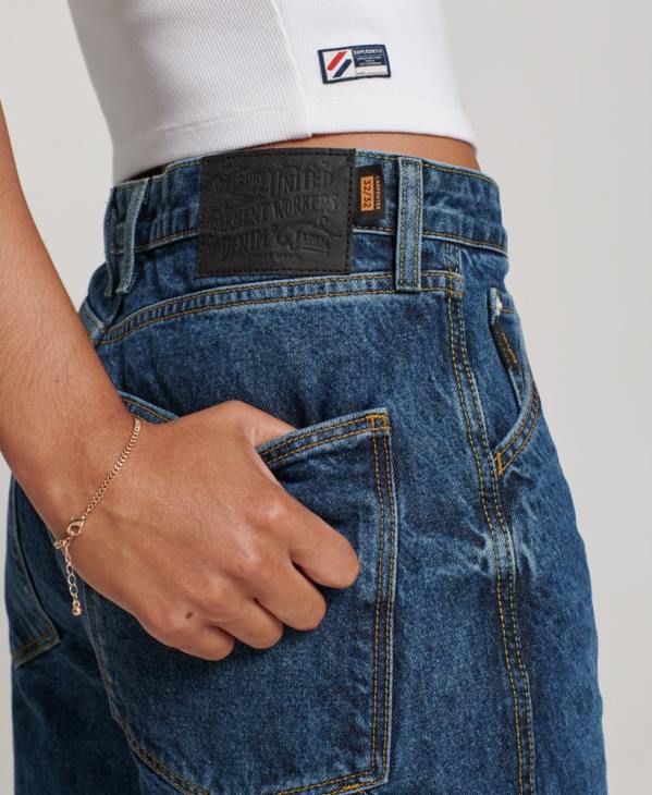 Superdry femmes jean charpentier vintage en coton bio D64Z3868 vêtements bleu foncé
