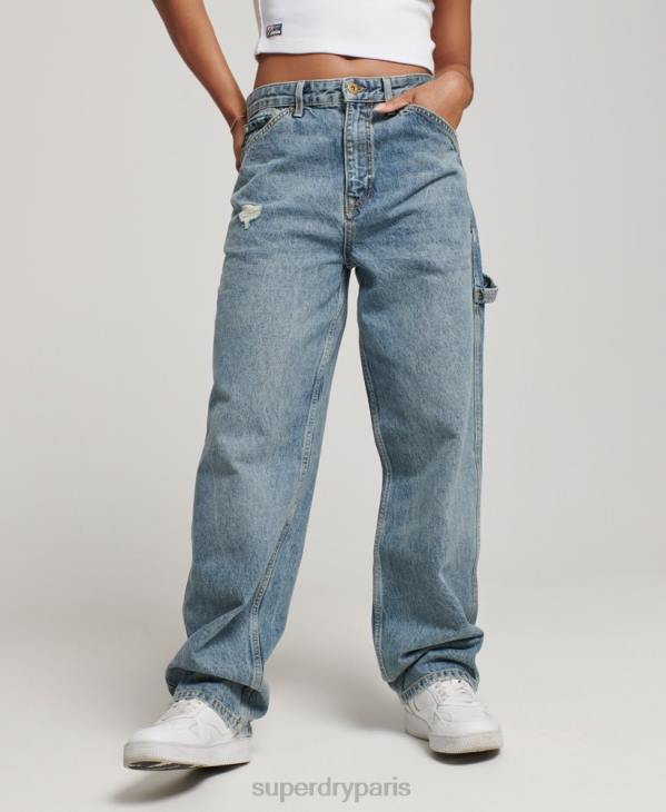 Superdry femmes jean charpentier vintage en coton bio D64Z3881 vêtements bleu clair