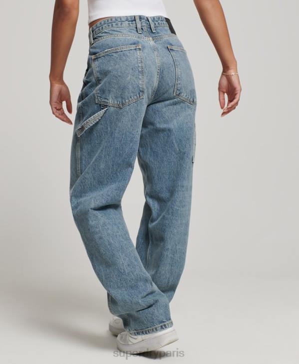 Superdry femmes jean charpentier vintage en coton bio D64Z3881 vêtements bleu clair
