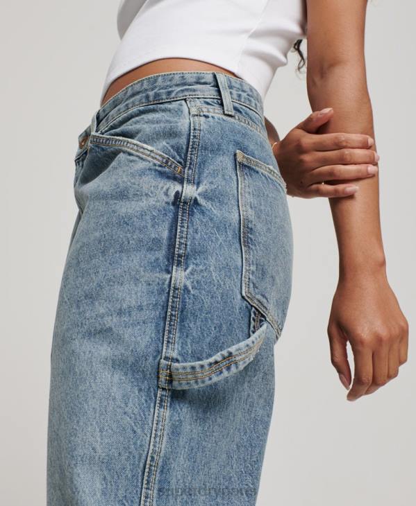 Superdry femmes jean charpentier vintage en coton bio D64Z3881 vêtements bleu clair