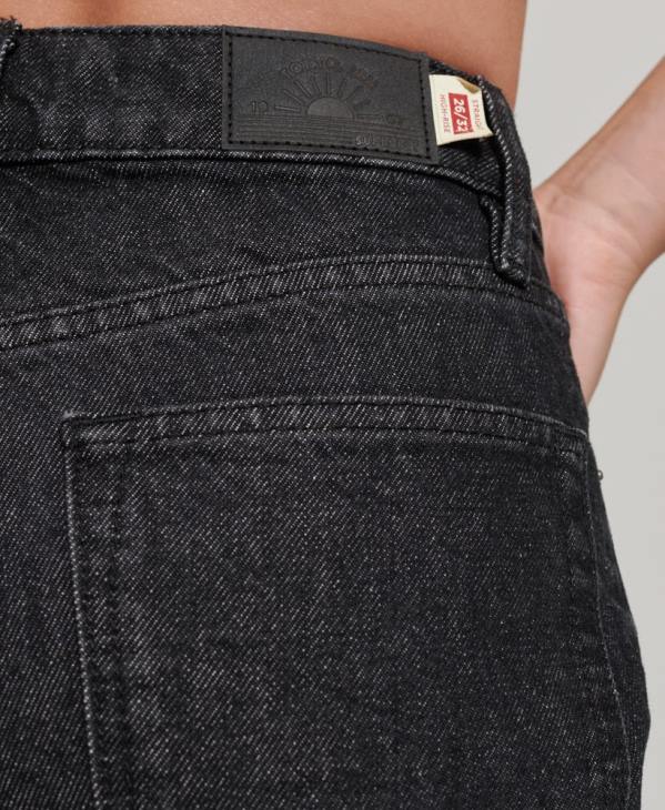 Superdry femmes jean droit taille haute en coton bio D64Z3864 vêtements noir