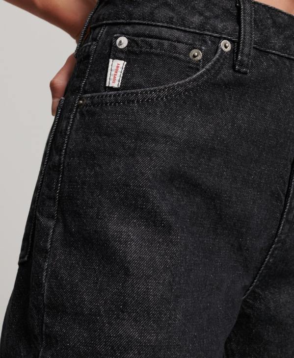 Superdry femmes jean droit taille haute en coton bio D64Z3864 vêtements noir