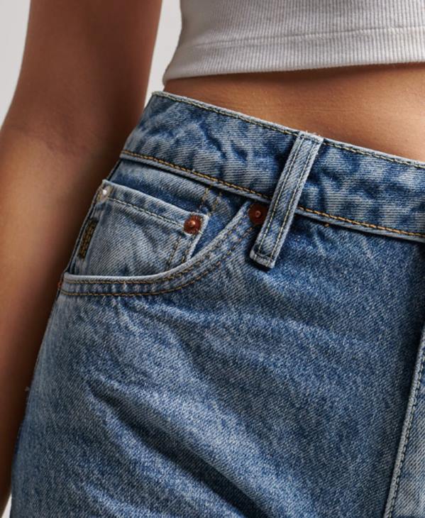 Superdry femmes jean droit taille haute en coton bio D64Z3869 vêtements bleu clair