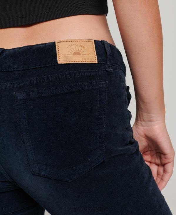 Superdry femmes jean flare taille basse en velours D64Z2572 vêtements marine