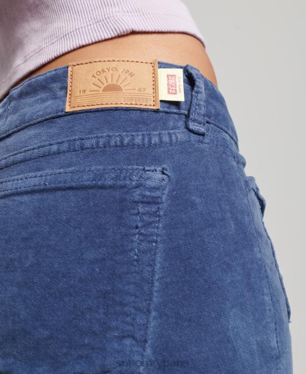Superdry femmes jean flare taille basse en velours D64Z2585 vêtements bleu