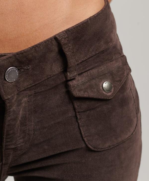 Superdry femmes jean flare taille basse en velours D64Z2588 vêtements brun