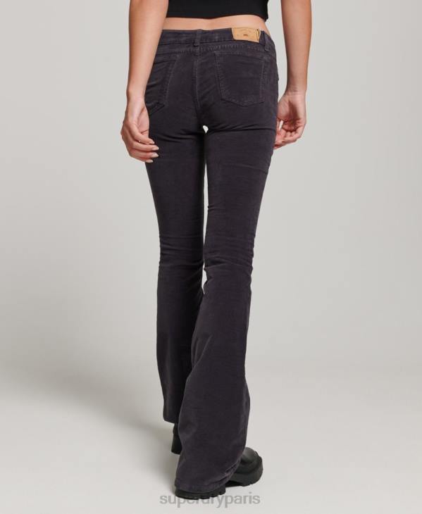 Superdry femmes jean flare taille basse en velours D64Z2596 vêtements noir