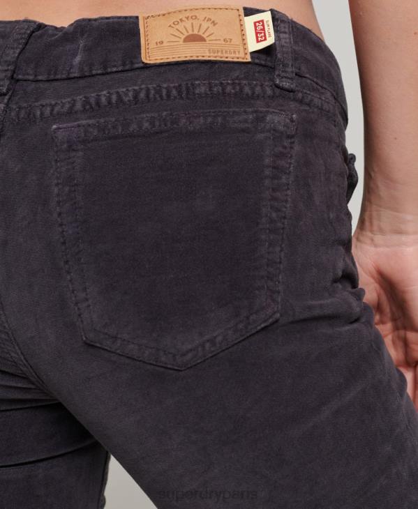 Superdry femmes jean flare taille basse en velours D64Z2596 vêtements noir