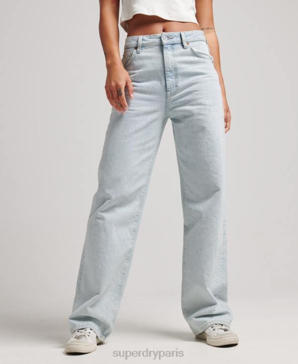 Superdry femmes jean large en coton bio D64Z3871 vêtements bleu clair