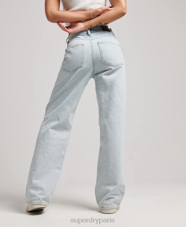 Superdry femmes jean large en coton bio D64Z3871 vêtements bleu clair