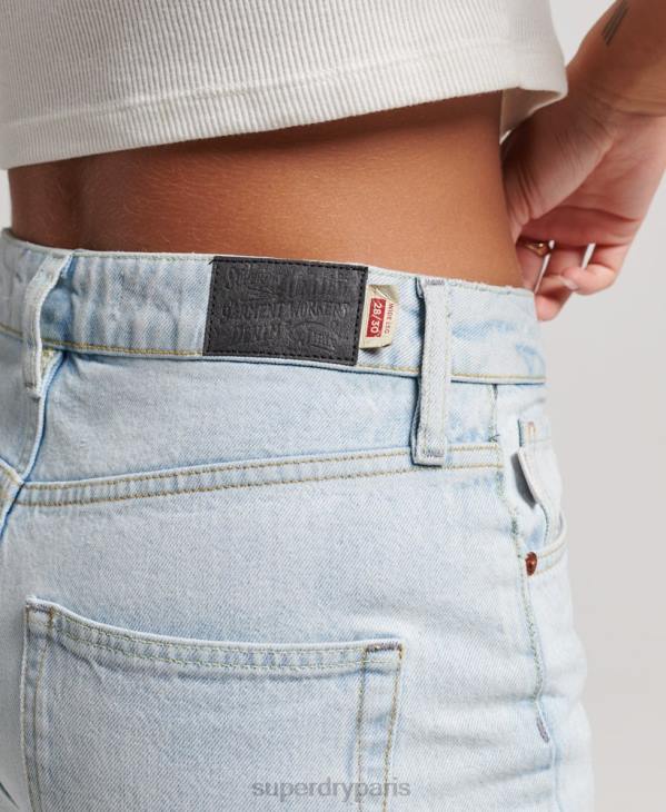 Superdry femmes jean large en coton bio D64Z3871 vêtements bleu clair