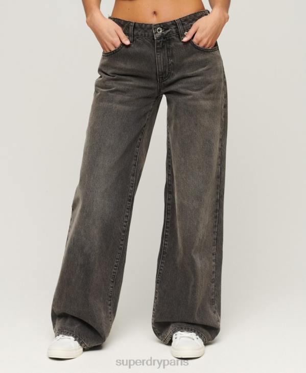 Superdry femmes jean large en coton bio D64Z3879 vêtements gris