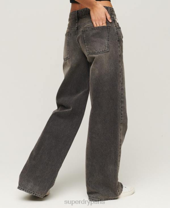 Superdry femmes jean large en coton bio D64Z3879 vêtements gris
