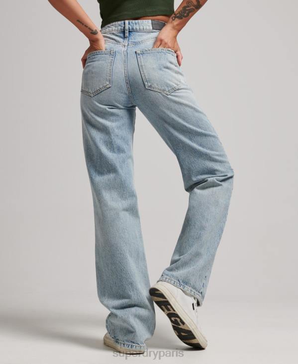 Superdry femmes jean large en coton bio D64Z3888 vêtements bleu clair