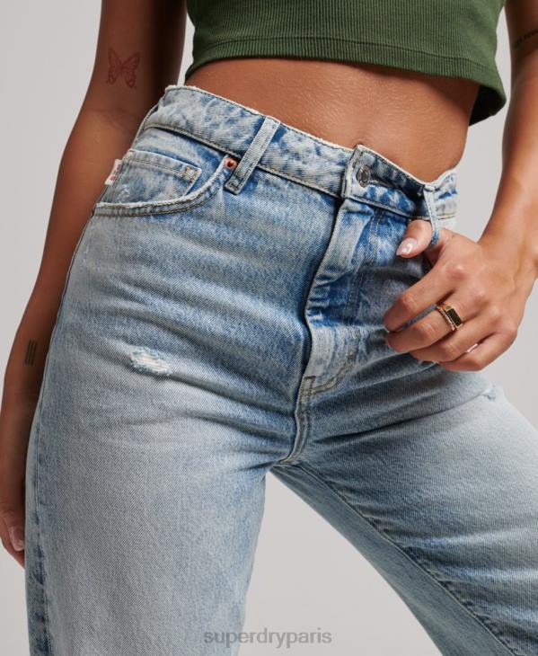 Superdry femmes jean large en coton bio D64Z3888 vêtements bleu clair