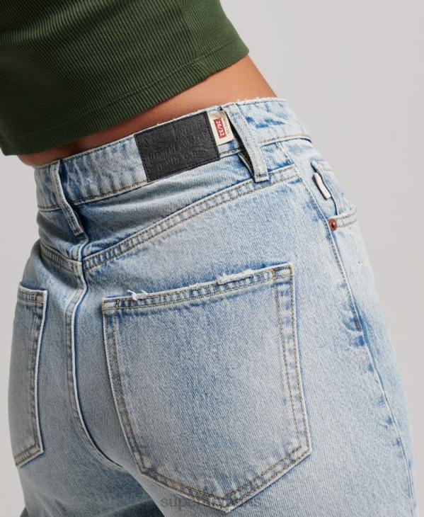 Superdry femmes jean large en coton bio D64Z3888 vêtements bleu clair
