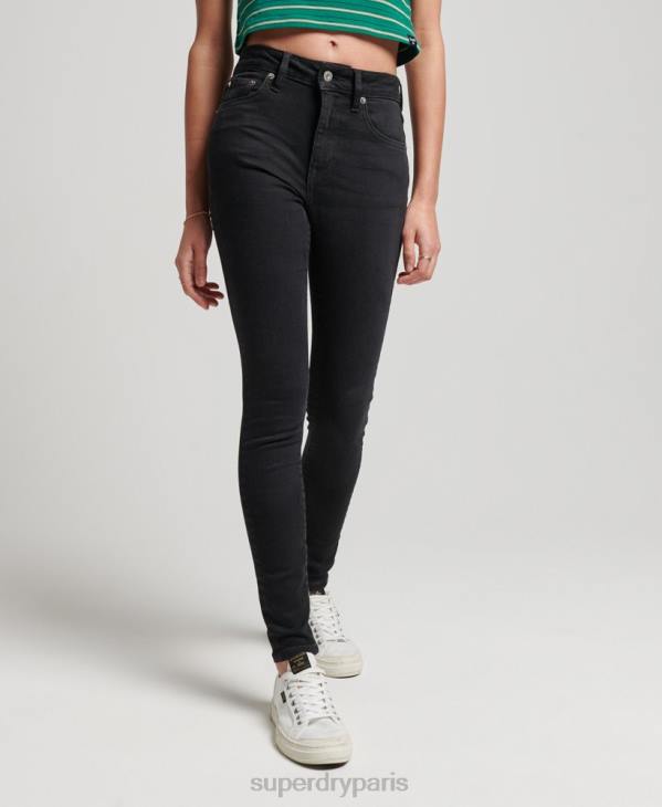 Superdry femmes jean skinny taille haute en coton bio D64Z3870 vêtements noir