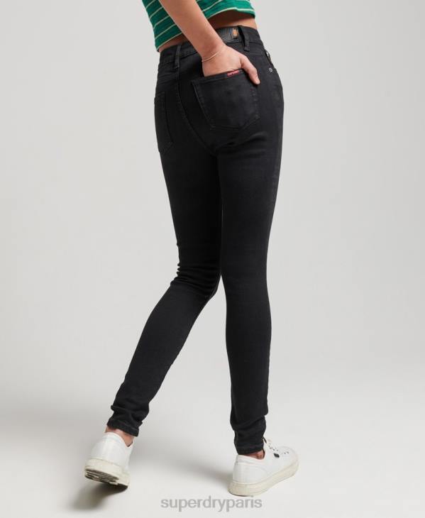 Superdry femmes jean skinny taille haute en coton bio D64Z3870 vêtements noir
