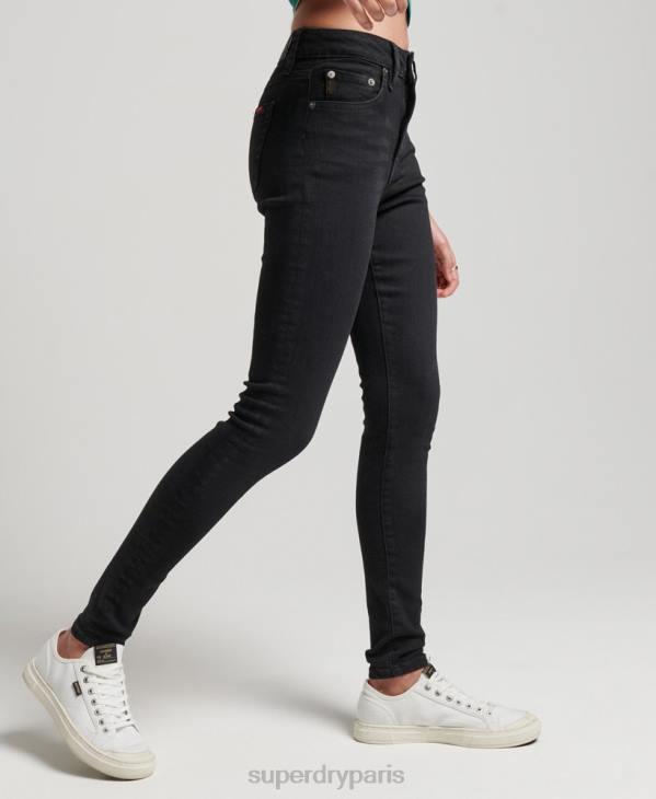 Superdry femmes jean skinny taille haute en coton bio D64Z3870 vêtements noir