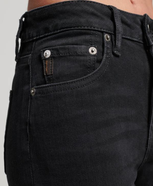 Superdry femmes jean skinny taille haute en coton bio D64Z3870 vêtements noir