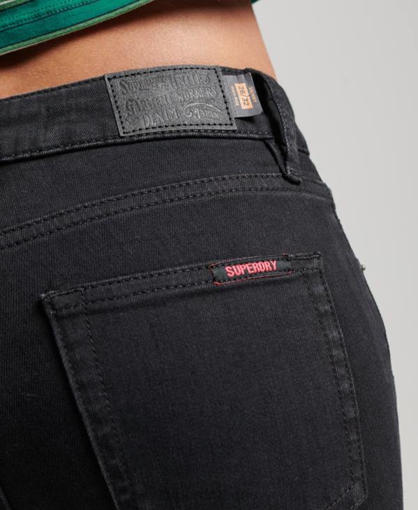 Superdry femmes jean skinny taille haute en coton bio D64Z3870 vêtements noir