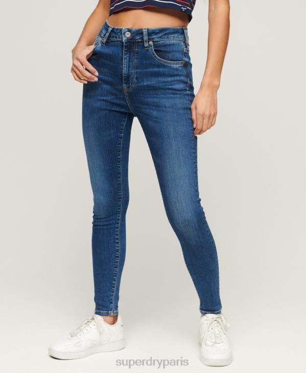 Superdry femmes jean skinny taille haute en coton bio D64Z3873 vêtements bleu foncé