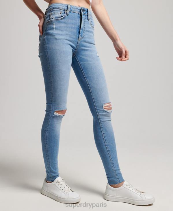 Superdry femmes jean skinny taille haute en coton bio D64Z3878 vêtements bleu clair