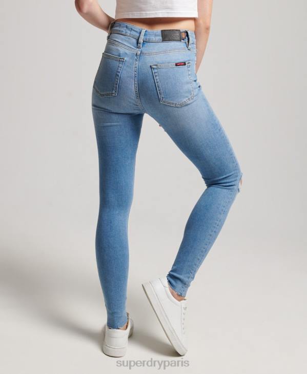 Superdry femmes jean skinny taille haute en coton bio D64Z3878 vêtements bleu clair
