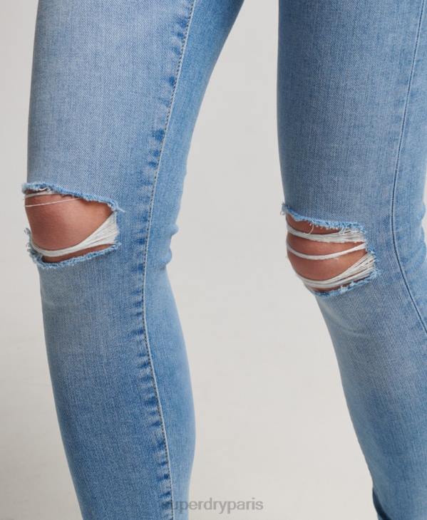 Superdry femmes jean skinny taille haute en coton bio D64Z3878 vêtements bleu clair