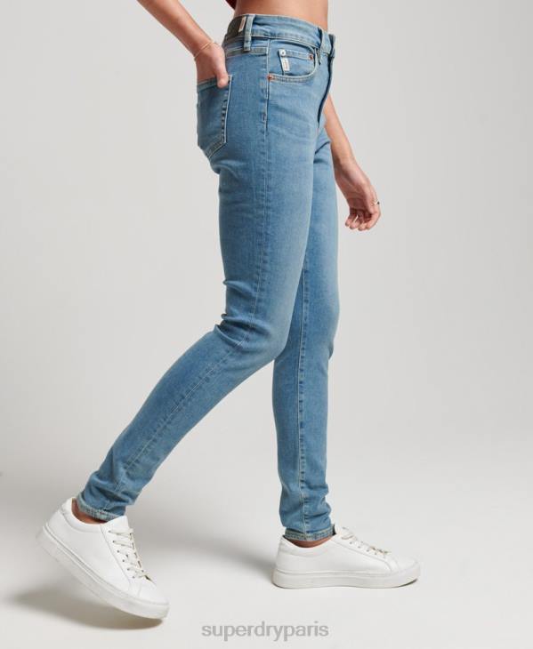 Superdry femmes jean skinny taille haute en coton bio D64Z3880 vêtements bleu