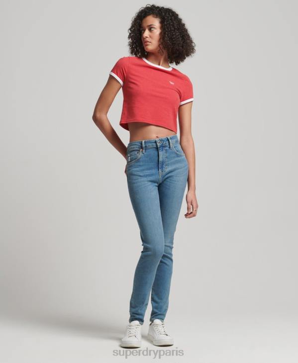 Superdry femmes jean skinny taille haute en coton bio D64Z3880 vêtements bleu