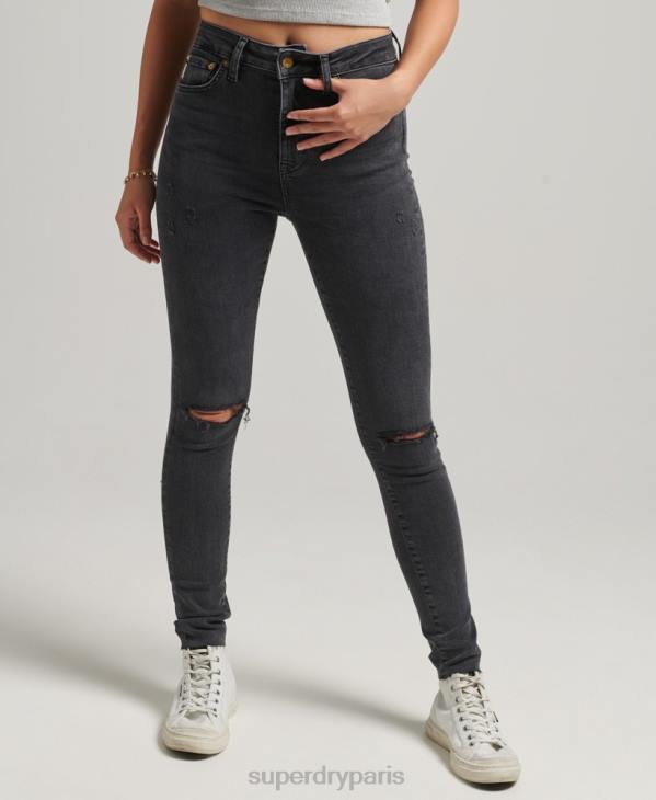 Superdry femmes jean skinny taille haute en coton bio D64Z3889 vêtements noir